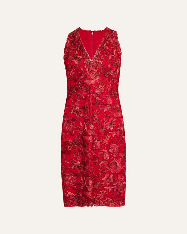 Sleeveless Embroidered Lace Halter Dress